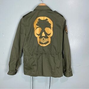 Zadig & Voltaire Kayak Mili Military Shacket Hreen Skull Sz Small‎